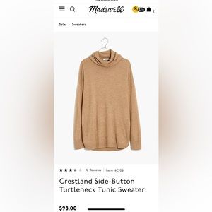 Madewell NWT tunic turtleneck sweater size S